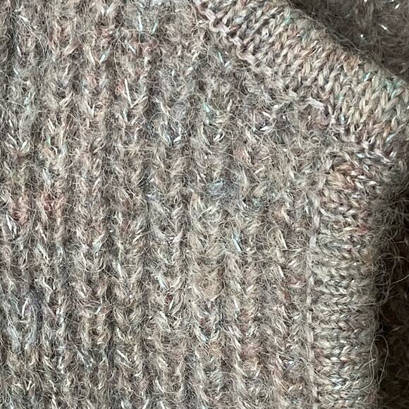 Rafique Vintage Open Cardigan Mohair Blend Ribbed Knit Metallic Size Medium - Picture 3 of 7